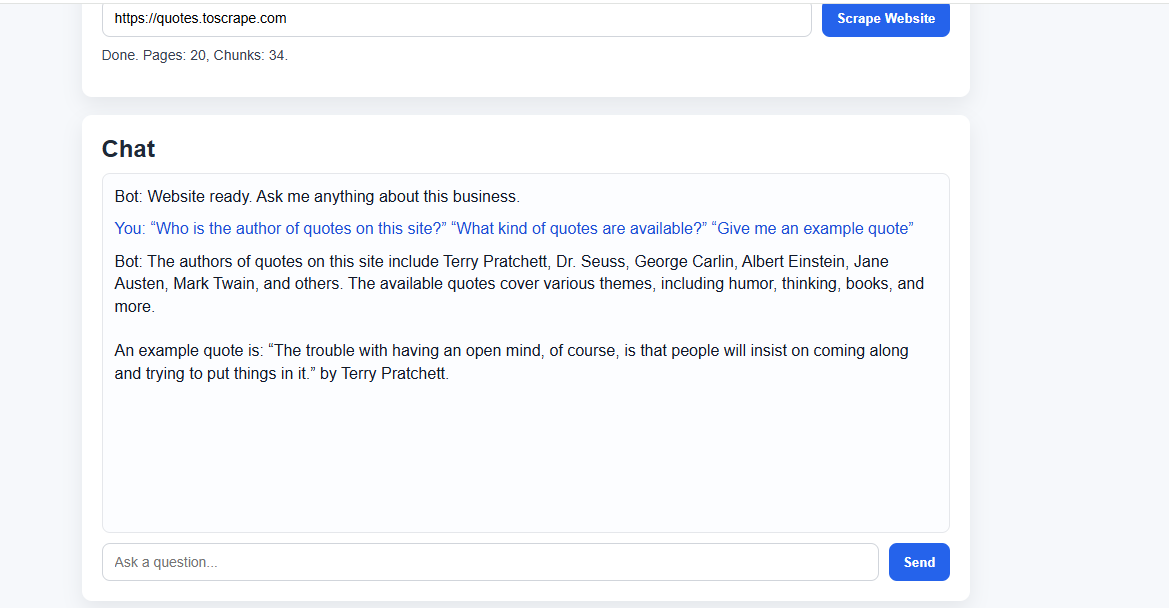 AI Chatbot answering questions